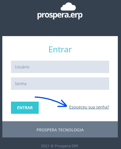 Tela de login Prospera ERP