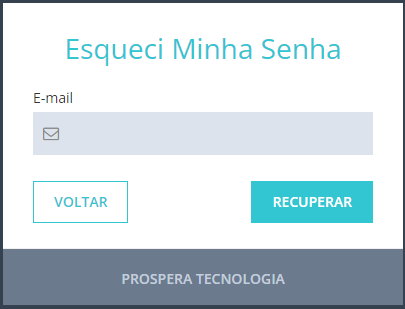 Tela onde o usuário digita o endereço de e-mail e clica em recuperar