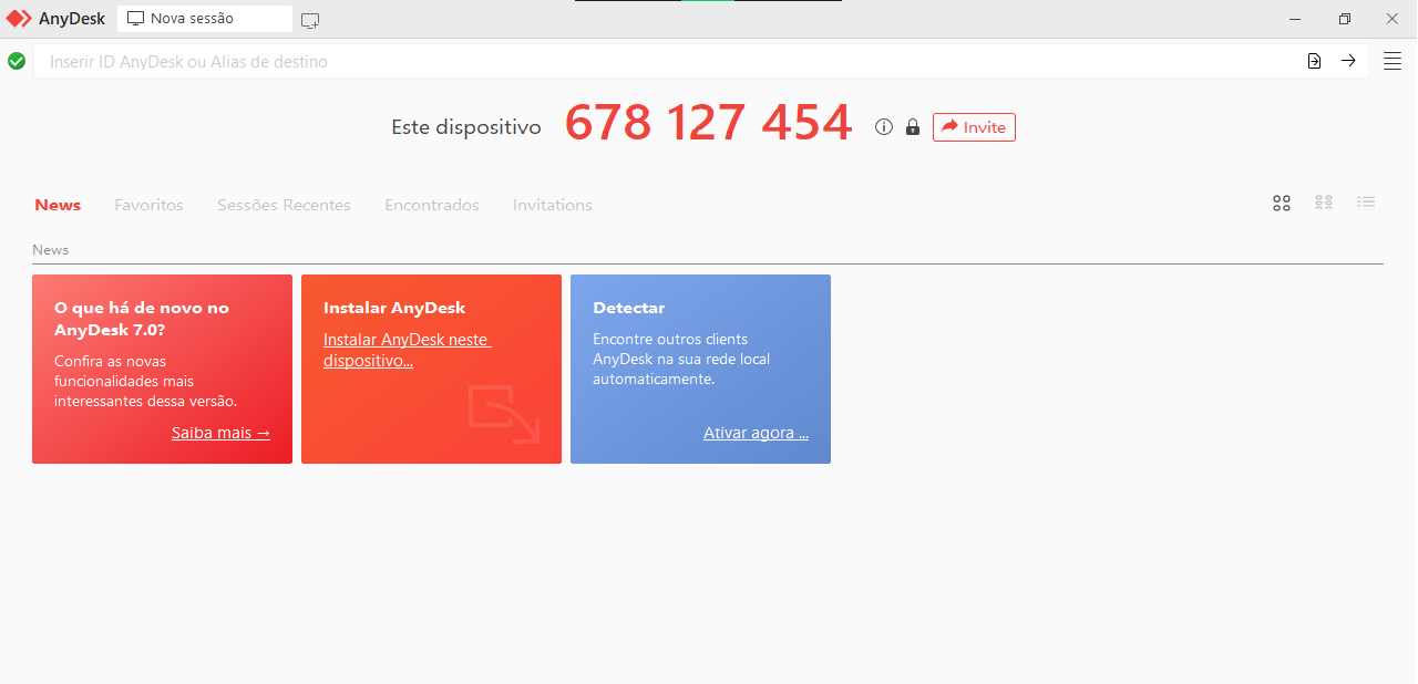 Tela principal do AnyDesk